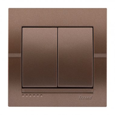 Фотография товара 'Lezard 702-3131-101 DERIY Выключатель двойной светло-коричневый металлик'