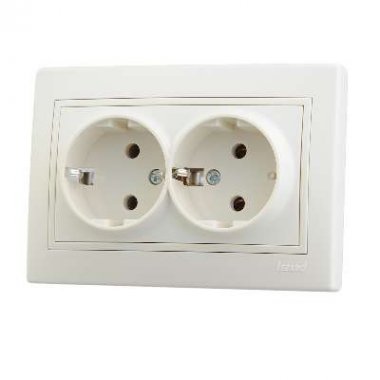 Фотография товара 'Lezard MIRA Розетка двойная с заземлением керамика, 701-0303-127'