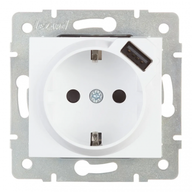 Фотография товара 'Lezard 703-0288-181 RAIN Розетка с/з + USB разъём белый'