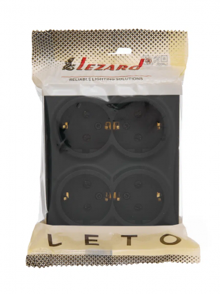 Фотография товара 'Lezard 752-4200-127BDP LETO Розетка четверная с/з закрытый корпус ПБТ'