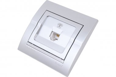 Фотография товара 'Lezard 702-2828-137 DERIY Розетка телефонная серебристый металлик'