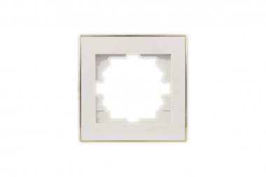 Фотография товара 'Lezard 703-0326-146 RAIN Рамка 1-ая гориз. с вст. цв. бежевый + золото'