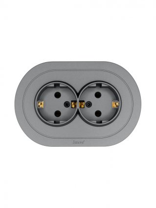 Фотография товара 'Lezard 744-7400-127B OSEN Розетка двойная с/з ПБТ серый матовый OSEN'
