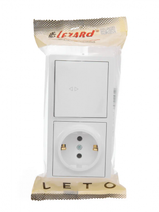 Фотография товара 'Lezard 752-0200-170BVP LETO Выключатель проходной и розетка с/з'