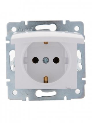 Фотография товара 'Lezard KARINA Розетка с заземлением с крышкой керамика, 707-0288-123'