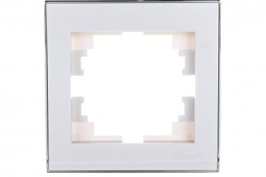 Фотография товара 'Lezard 703-0225-146 RAIN Рамка 1-ая горизонтальная б/вст белая с бок. вст. хром'
