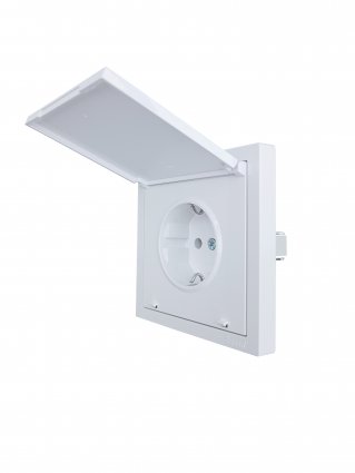 Фотография товара 'Lezard 704-0288-123BQC ZIMA Розетка с/з с крышкой ПБТ белая безвинтовой зажим/клемма'