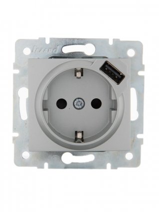 Фотография товара 'Lezard KARINA Розетка с заземлением + USB разъём, 707-4388-181'