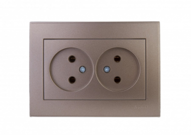 Фотография товара 'Lezard 703-3126-128 RAIN Розетка 2-я б/з керам. цв. бронза матовый + золото'