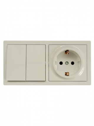 Фотография товара 'Lezard 752-0300-170BKP LETO Выключатель двойной и розетка с/з'