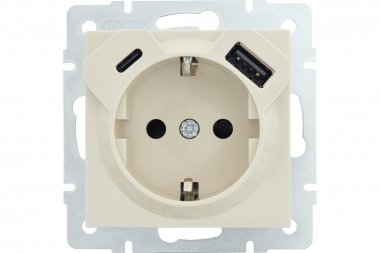 Фотография товара 'Lezard 742-0388-181TC VESNA Розетка с/з TC+USB разъём'