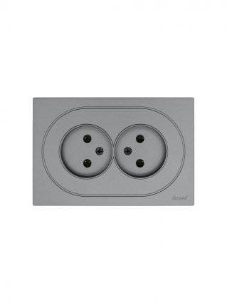 Фотография товара 'Lezard 743-7400-128B OSEN Розетка двойная б/з ПБТ серый матовый'