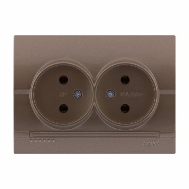 Фотография товара 'Lezard 702-3131-128B DERIY Розетка двойная б/з светло-коричневая металлик'