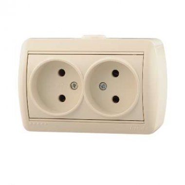 Фотография товара 'Lezard NATA Розетка двойная без заземления закрытый корпус керамика, 710-0300-128'