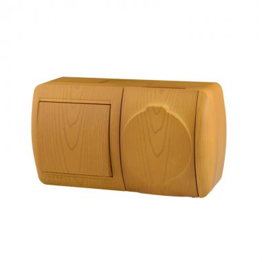 Фотография товара 'Lezard NATA Выключатель и розетка с заземлением, с крышкой, 710-0700-170'