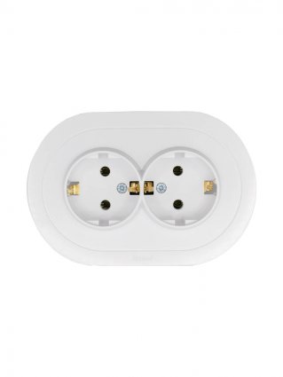 Фотография товара 'Lezard 744-0200-127BPCH OSEN Розетка двойная с защитой от детей ПБТ белая круглая'