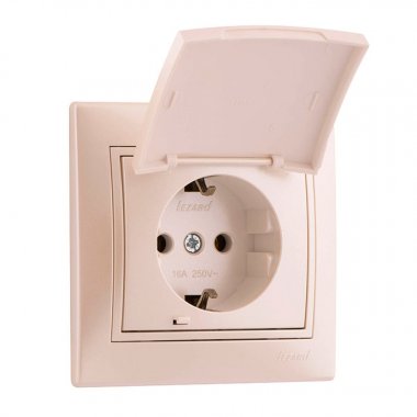 Фотография товара 'Lezard 701-3030-123B MIRA Розетка с/з с крышкой ПБТ жемчужно-белый перламутр со вставкой'