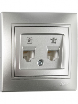 Фотография товара 'Lezard 701-1212-138 MIRA Розетка телефонная двойная евро метал синий со вставкой'