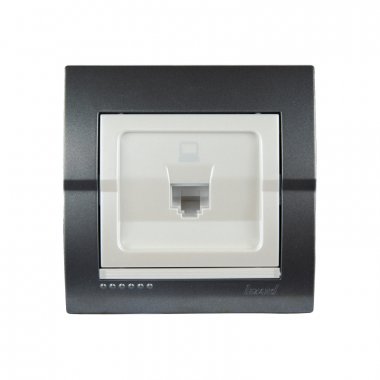 Фотография товара 'Lezard 702-2930-139 DERIY Розетка компьютерная темно-серая и жемчужно-белая металлик'