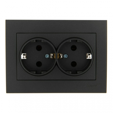 Фотография товара 'Lezard 703-4242-128 RAIN Розетка 2-я б/з керам. цв. черный бархат'