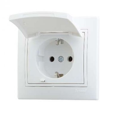 Фотография товара 'Lezard MIRA Розетка с заземлением с крышкой керамика, 701-0202-123'