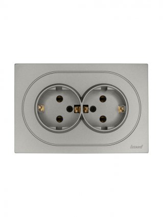 Фотография товара 'Lezard 743-7400-127B OSEN Розетка двойная с/з ПБТ серый матовый'