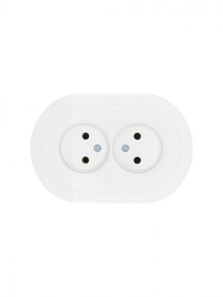 Фотография товара 'Lezard 744-0200-128B OSEN Розетка двойная б/з ПБТ белая круглая'
