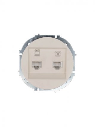 Фотография товара 'Lezard 743-9088-144 OSEN Розетка компьютер+телефон слоновая кость с модулем Cat 6'