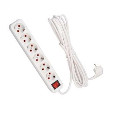 Фотография товара 'Lezard LILA Удлинитель с заземлением 6 входов 5 метров с выключателем, 720-0605-602'