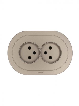 Фотография товара 'Lezard 744-3700-128B OSEN Розетка двойная б/з ПБТ титан круглая'