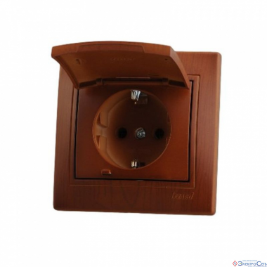 Фотография товара 'Lezard 702-0404-123 DERIY Розетка с/з с крышкой керамика маун'