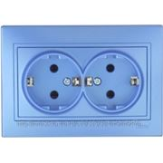 Фотография товара 'Lezard 701-1212-127 MIRA Розетка двойная с/з керамика метал синий со вставкой'