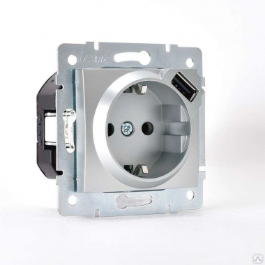 Фотография товара 'Lezard 7081-4343-181 ASTI Розетка с/з + USB разъём'