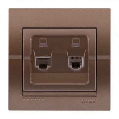 Фотография товара 'Lezard 702-3131-141 DERIY Розетка компьютерная двойная светло-коричневая металлик'