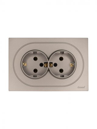 Фотография товара 'Lezard 743-3700-127B OSEN Розетка двойная с/з ПБТ титан'