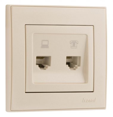 Фотография товара 'Lezard RAIN Розетка компьютер+телефон, 703-3030-143'
