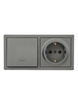 Фотография товара 'Lezard 752-3500-170BIP LETO Выключатель с подсветкой и розетка с/з'