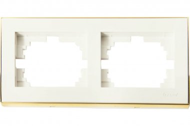 Фотография товара 'Lezard 703-0326-147 RAIN Рамка 2-ая гориз. с вст. цв. бежевый + золото'
