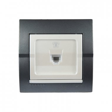 Фотография товара 'Lezard 702-2930-137 DERIY Розетка телефонная евро темно-серая и жемчужно-белая металлик'