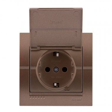 Фотография товара 'Lezard 702-3131-123B DERIY Розетка с/з с крышкой светло-коричневая металлик'