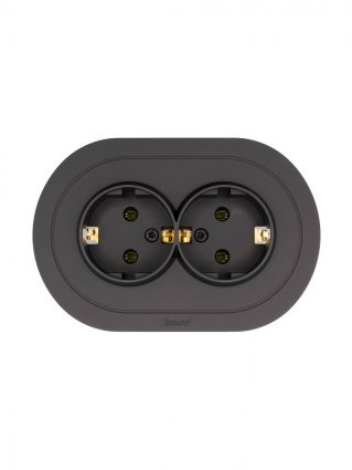 Фотография товара 'Lezard 744-4200-127B OSEN Розетка двойная с/з ПБТ чёрный бархат круглая'