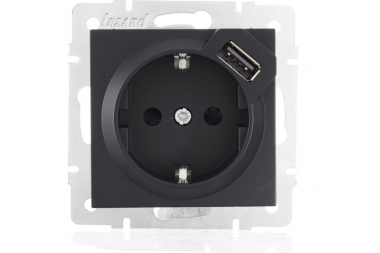 Фотография товара 'Lezard 703-4288-181 RAIN Розетка с/з + USB разъём чёрный бархат'