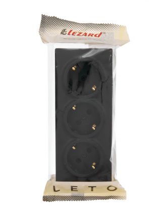 Фотография товара 'Lezard 752-4200-127BUP LETO Розетка тройная с/з закрытый корпус ПБТ'