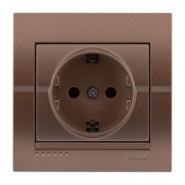 Фотография товара 'Lezard 702-3131-122 DERIY Розетка с/з керамика светло-коричневая металлик'