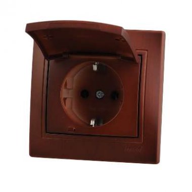 Фотография товара 'Lezard MIRA Розетка с заземлением с крышкой керамика, 701-0601-123'