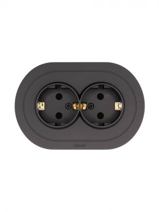 Фотография товара 'Lezard 744-4200-127BPCH OSEN Розетка двойная с защитой от детей ПБТ чёрный бархат круглая'