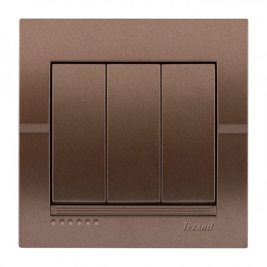 Фотография товара 'Lezard 702-3131-109 DERIY Выключатель тройной светло-коричневый металлик'