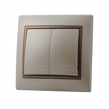 Фотография товара 'Lezard 701-3031-101 MIRA Выключатель 2-ой Жемчужно-белый металлик/Светло-коричневый металлик'