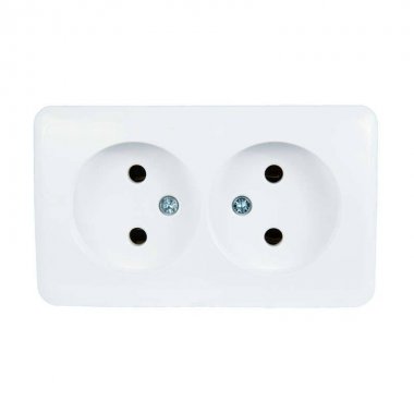 Фотография товара 'Lezard VIOLA Розетка двойная без заземления закрытый корпус керамика, 751-0200-128'