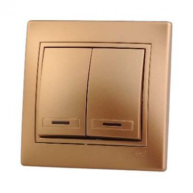 Фотография товара 'Lezard MIRA Выключатель двойной с подсветкой, 701-1313-112'